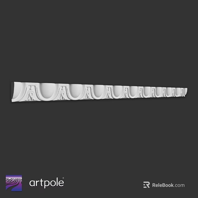 White Architectural Decorative Component Featuring Ornamental Curved Carved Patterns 3d model 