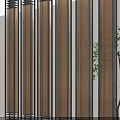 Modern Interior Partition Design With Metal Frame Wooden Slats And Potted Green Plant