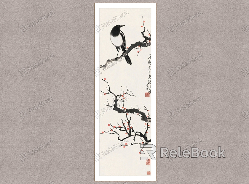 New Chinese Plant Painting Xu Beihong Magpie Dengmei model