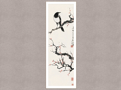 New Chinese Plant Painting Xu Beihong Magpie Dengmei model