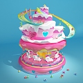 Modern carousel creative cake house 3d model