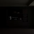 Modern Wine Cabinet With Brown Storage Shelves And Built-in Oven In Kitchen Interior