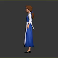 Animated Female Character In Blue And White Dress With Small Animals