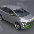 Modern Silver Compact Car With Green Accents Streamlined Design And Alloy Wheels 3d model