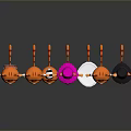 Colorful Orange Cat Dolls In Various Costumes With Different Hats Arranged In Pyramid