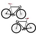 Two Stylish Black Bicycles With Red Seats And Modern Design
