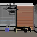 Venetian Blinds In Modern Interior With Windows Natural Light Bench And Plant