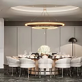 Luxurious Modern Private Dining Room Interior With Dining Table Chairs And Pendant Lights
