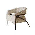 Elegant Modern Leisure Chair With Geometric Pattern Fabric And Dark Armrest