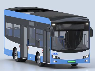 BYD Blue And White Modern City Bus With Large Windows Front Design 3d model
