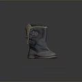 Practical Blue Gray Everyday Boot With Two Metal Buckles And Light Brown Sole 3d model