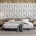 Modern background double bed double bedside table combination 3d model