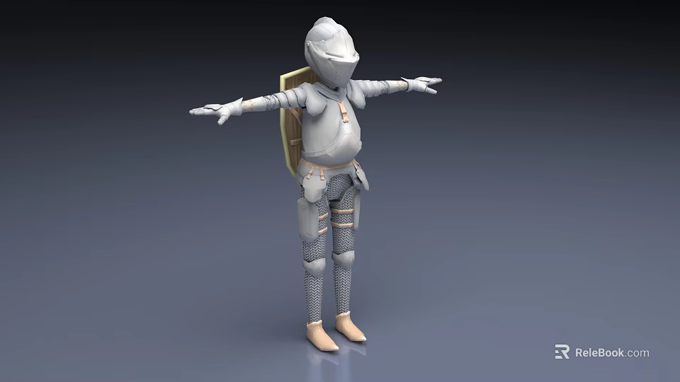 Man In Armor With Helmet And Outstretched Arms On Gray Background 3d model 