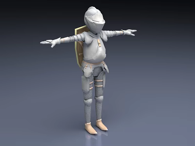 Man In Armor With Helmet And Outstretched Arms On Gray Background 3d model