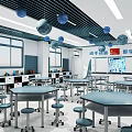 Chuangke Classroom Primary School Function Room Classroom 3d model