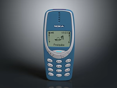 Nokia Classic Blue Mobile Phone With Digital Display And Keypad 3d model