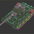 Green Military Tank With Weathered Exterior Cannon Turret And Red Track Details