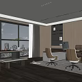 New Chinese Office Chairman Office Manager Office Desk and Chair Combination Office Computer Combination Reception Sofa Leather Sofa Boss Table 3d model
