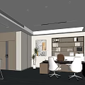 Modern Office Interior Design With Sofa Coffee Table Dining Chairs And Artwork 3d model