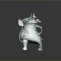Ancient Chinese Bronze Sculpture with Tripod Base Intricate Patterns And Dragon Ornament