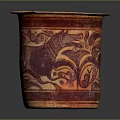 Reddish Brown Decorative Pottery Container With Intricate Animal Patterns For Home Decoration Use