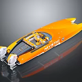 Orange High Speed Yacht With Sleek Design And Mystic Branding