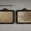 Vintage Decorative Frames Hanging Map Art Prints With Classic Ornate Design