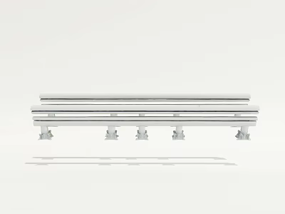 Sturdy Metal Public Bench With Multiple Seats And Support Legs 3d model