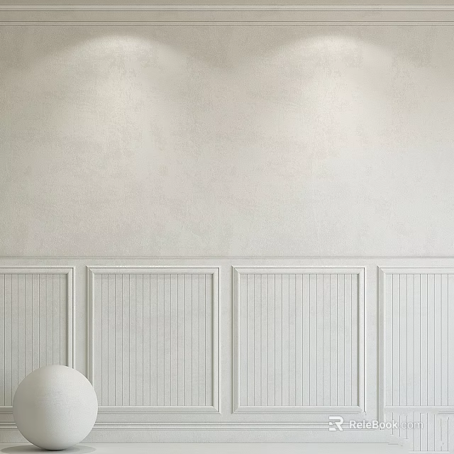 White Vertical Slat Wall Paneling In Modern Minimalist Interior With Clean Finish 3d model 