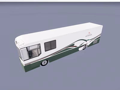 Elegant White Bus Exterior Featuring Green Decorative Stripes And Modern Side Windows 3d model