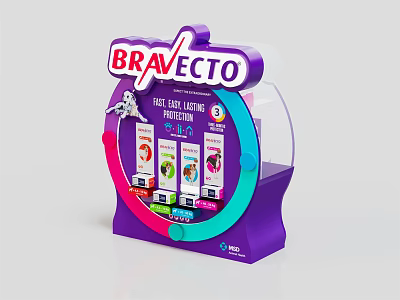 Braveto Pet Care Products Display Stand With 12 Week Protection For Dogs And Cats 3d model