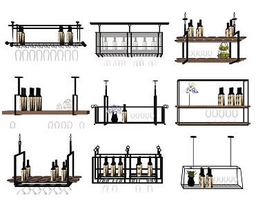 Modern Wine Rack Wine Rack Display Rack Hanger Red Wine Glass 3d model