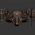 Futuristic Mechanical Robot Character Design With Armored Plates Glowing Orange Lights And Weapon Attachments