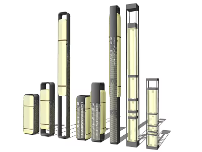 Modern Outdoor Lights With Various Styles And Different Heights For Exterior Decor 3d model