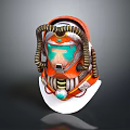 Orange Vintage Sci Fi Helmet With Transparent Face Shield And Decorative Straps 3d model