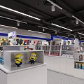 ART GO Mall Store With Self Service Checkout Neon Sign And Shelved Merchandise