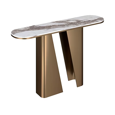 Elegant Modern Console Table With Marble Top And Golden Metal Legs 3d model