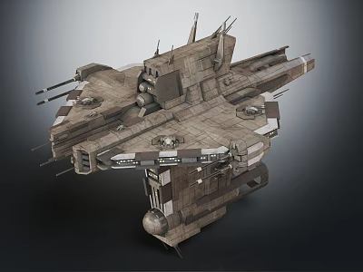 Detailed Interstellar Spaceship Design With Multiple Armored Modules And Weapon Systems 3d model