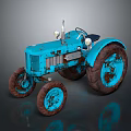 Vintage Blue Tractor With Rusty Wheels And Classic Retro Design 3d model