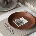 Decorative Ornament Set With Clear Glass Vase Dried Pampas Grass Books And Plates