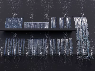 Elegant Modern Fountain Design With Cascading Water And Black Shelf Structure 3d model