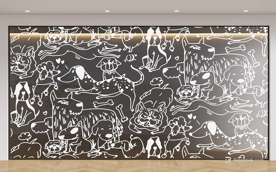 Decorative Room Partition With Black And White Animal Patterns Art Design 3d model 