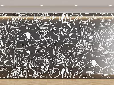 Decorative Room Partition With Black And White Animal Patterns Art Design 3d model