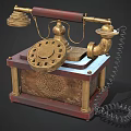 Vintage Daily Electrical Telephone Featuring Brass Decorations Wooden Base And Rotary Dial