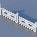 Elegant White Railing With Traditional Hollowed Carved Patterns And Decorative Posts 3d model