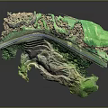 Detailed 3D Terrain Model With Green Vegetation Topographic Features Pathways And Elevation Layers