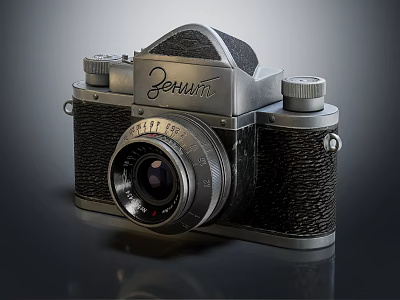 Vintage Zenit Classic Camera With Mechanical Body Prime Lens And Retro Design Details 3d model