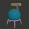 Blue Fitness Ball Chair with Black Backrest Metal Frame and Wheels