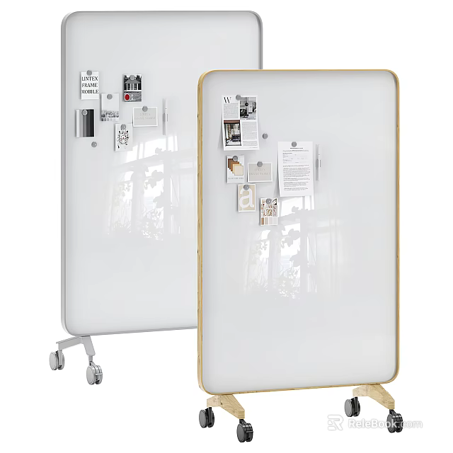 Organized Display Board for Instruments and Art Supplies with Wheels and Attached Cards 3d model 