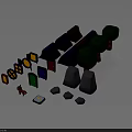 Colorful Building Blocks Scene With House Shaped Tree Shaped Toy Car And Geometric Elements